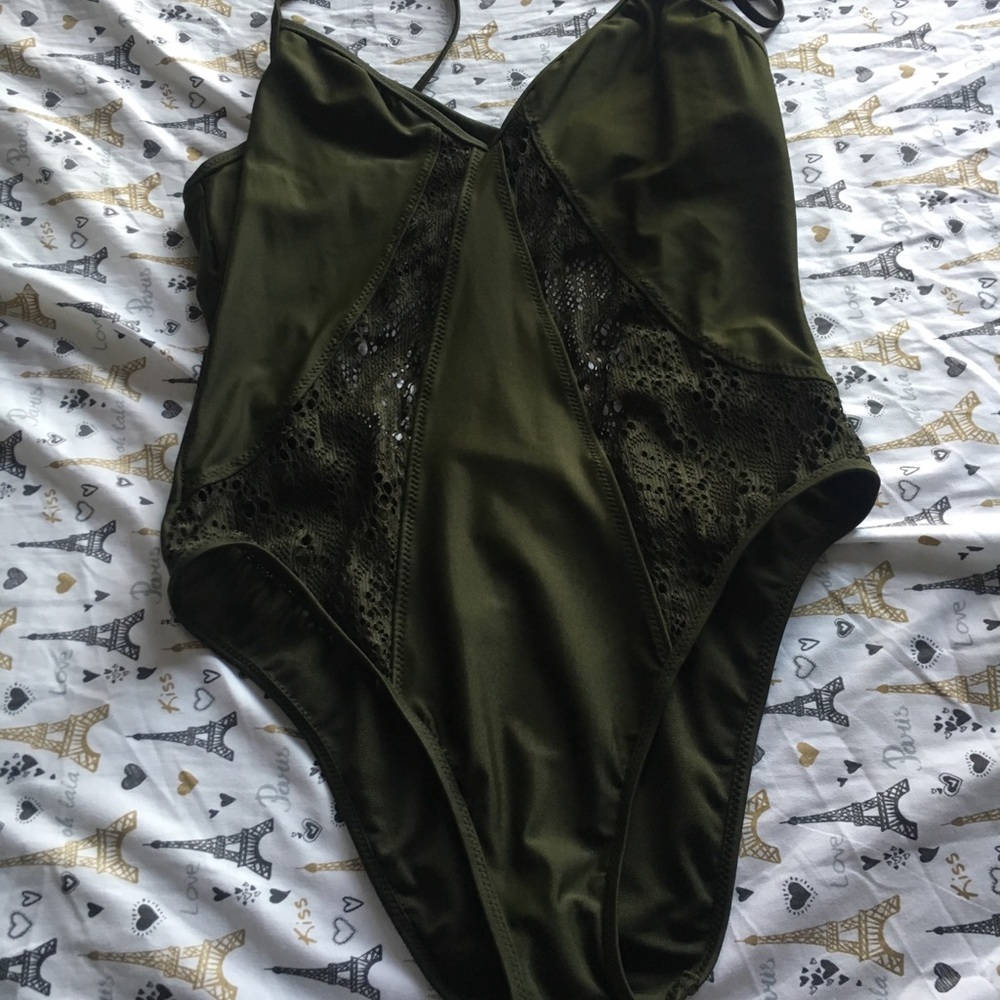 olive green bathing suit